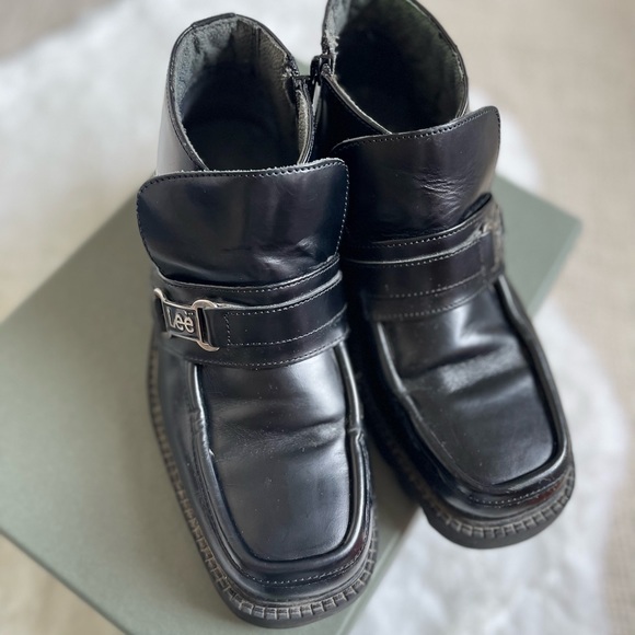 Vintage Lee black leather ankle boots size 40 uk 6.5 alternative fashion - Picture 3 of 9